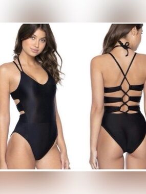 Pilyq Black Strappy Crisscross One-Piece Swimsuit